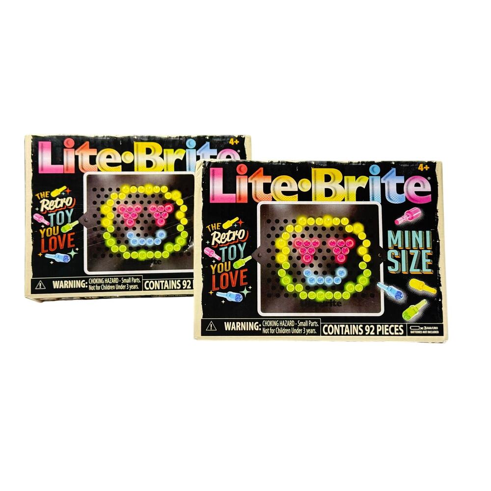 Lite-Brite Mini’s- 2 sets each including pegs, art templates, & mini lite